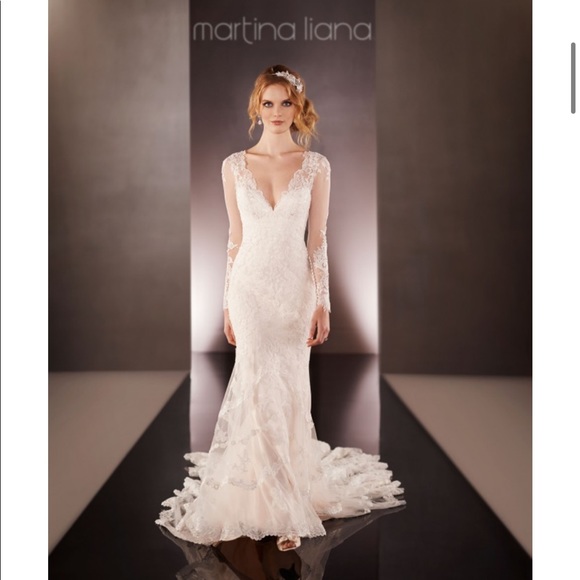 Martina Liana long sleeve Ivory wedding gown style 675